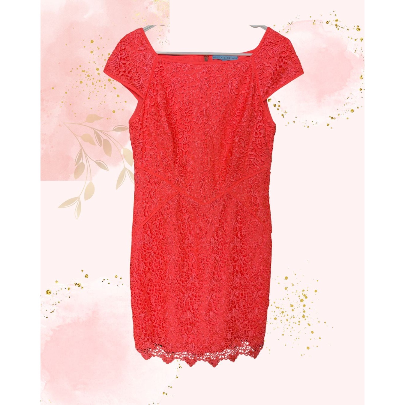 *Nwot* Antonio Melani Coral Lace Sheath Dress - Size 10